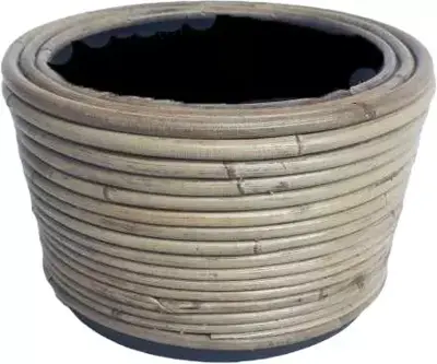 Van der Leeden Drypot rotan stripe grey 24x14cm rond