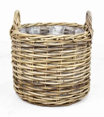 Van der Leeden Mand Rotan Grijs – Ø38 x H33 cm - afbeelding 1