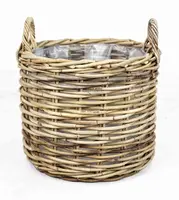 Van der Leeden Mand Rotan Grijs – Ø38 x H33 cm - afbeelding 1