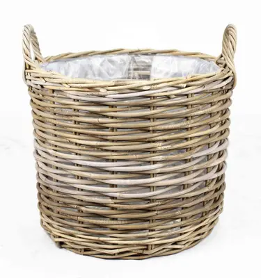 Van der Leeden Mand Rotan Grijs – Ø45 x H38 cm - afbeelding 1