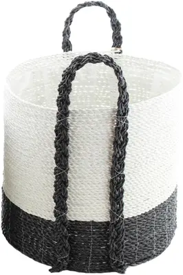 Van der Leeden - Mand Sulawesi – Ø39 x H34 cm – Zwart/Wit