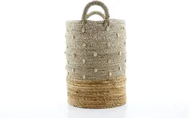 Van der Leeden Mand Sulawesi Abaca Naturel met Schelpen – Ø38 x H47 cm - afbeelding 1