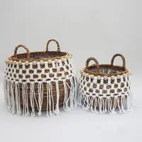 Van der Leeden Mand van Abaca met Macramé – Ø45 x H41 cm kopen?