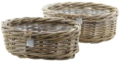 Van der Leeden Mandwerk BV bloemenmand rotan 32x44x15cm grijs - afbeelding 1