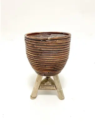 Van der Leeden Mandwerk BV bloempot rotan d18h28cm bronze - afbeelding 2