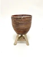 Van der Leeden Mandwerk BV bloempot rotan d18h28cm bronze - afbeelding 2