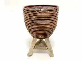 Van der Leeden Mandwerk BV bloempot rotan d18h28cm bronze - afbeelding 1