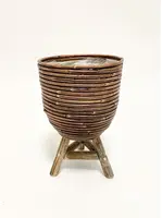 Van der Leeden Mandwerk BV bloempot rotan d20h33cm bronze - afbeelding 2