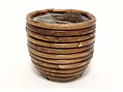 Van der Leeden Mandwerk BV bloempot rotan d7h8cm bronze