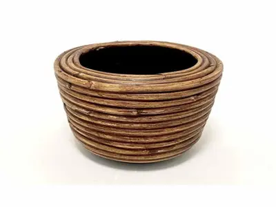 Van der Leeden Mandwerk BV drypot rotan d19h12cm bronze - afbeelding 1