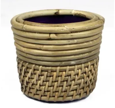 Van der Leeden Mandwerk BV drypot rotan lombok d14h12cm grijs - afbeelding 1