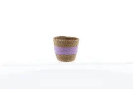 van der Leeden plantenmand seagrass 10x9cm natural/purple kopen?