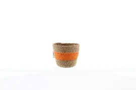 van der Leeden plantenmand seagrass 10x9cm naturel/oranje kopen?