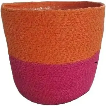 van der Leeden plantenmand seagrass 25x22cm pink/orange