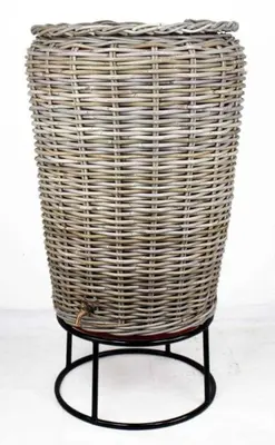 Van der Leeden - Regenton Jeroen Rotan Grijs – Ø70 x H125 cm – 200 liter - afbeelding 1