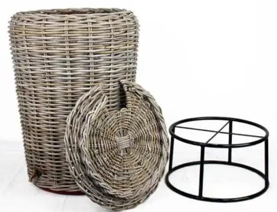 Van der Leeden - Regenton Jeroen Rotan Grijs – Ø70 x H125 cm – 200 liter - afbeelding 2