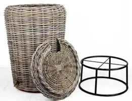 Van der Leeden - Regenton Jeroen Rotan Grijs – Ø70 x H125 cm – 200 liter - afbeelding 2