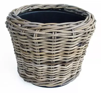 Van der Leeden Rotan Drypot grote plantenmand 36h28cm Naturel/Bruin - afbeelding 1