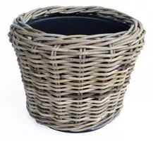 Van der Leeden Rotan Drypot grote plantenmand 36h28cm Naturel/Bruin - afbeelding 1