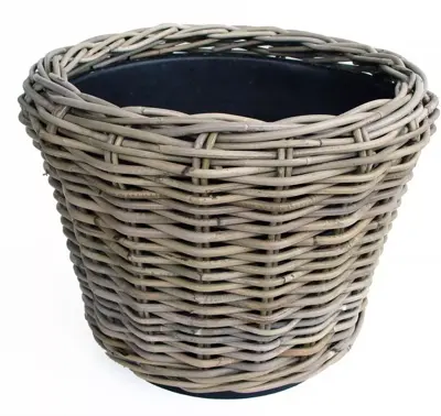 Van der Leeden Rotan Drypot grote plantenmand 43x33cm Bruin - afbeelding 1