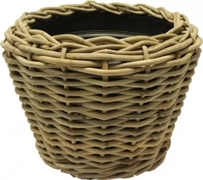 Van der Leeden Rotan Drypot grote plantenmand 57h43cm grijs  - afbeelding 1
