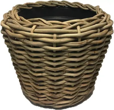 Van der Leeden Rotan Drypot grote plantenmand grijs 83h61cm - afbeelding 1