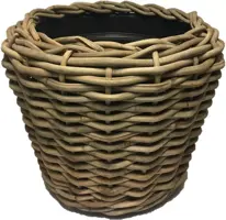 Van der Leeden Rotan Drypot grote plantenmand grijs 83h61cm - afbeelding 1