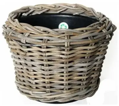Van der Leeden Rotan Drypot plantenmand 32x23cm Bruin