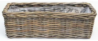 Van der Leeden Rotan plantenbak 60x23x20cm antiek grijs - afbeelding 1