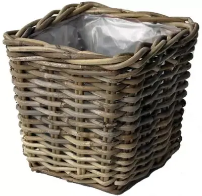 Van der Leeden Rotan plantenmand 21x21x19cm antiek grijs  - afbeelding 1