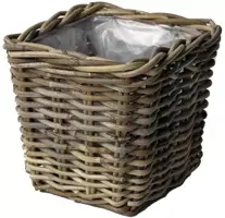 Van der Leeden Rotan plantenmand 21x21x19cm antiek grijs  - afbeelding 1