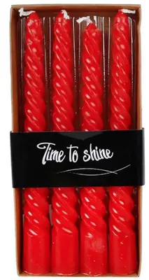 Van Manen dinerkaars twist 20cm kerstrood 4 stuks