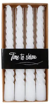 Van Manen dinerkaars twist 20cm wit 4 stuks