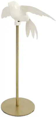 Van Manen ornament metaal bird 8x13x15cm wit, goud