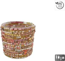 Van Manen theelichthouder glas marjan 7x6cm roze, goud kopen?