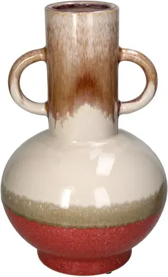 Vase stoneware red 21.5x21.5x33cm