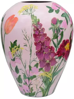 Vase The World vaas glas kander 27.5x35cm pink - afbeelding 1