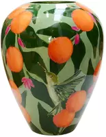 Vase The World vaas glas kander orange and birds 27.5x35cm green kopen?