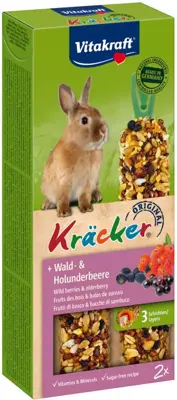 Vitakraft bosbes/vlierbes-kräcker dwergkonijn, 2in1. (10)