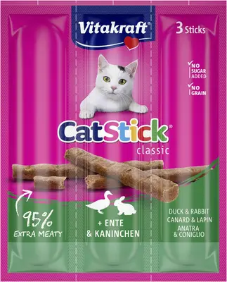 Vitakraft Cat-Stick mini eend & konijn 18g - afbeelding 4