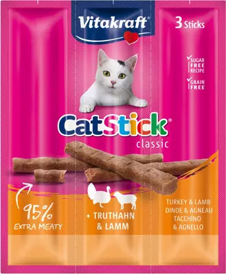 Vitakraft Cat-Stick mini, kalkoen & lam. 
