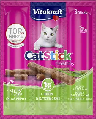 Vitakraft Cat-Stick mini kip & kattengras 18g - afbeelding 1