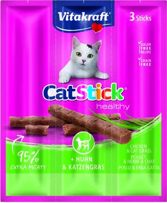 Vitakraft Cat Stick mini met kip en kattengras 18 gram