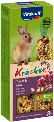 Vitakraft druif/noot-kräcker dwergkonijn, 2in1. (10)