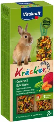 Vitakraft groente/biet-kräcker dwergkonijn, 2in1. (10)