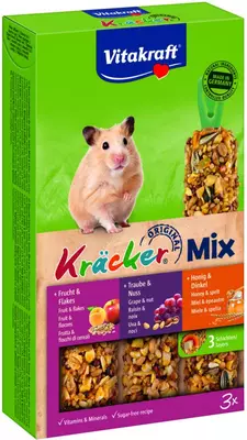 Vitakraft Kräcker Trio-Mix hamster met honing/noot/fruit