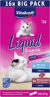 Vitakraft Liquid Snack leverworst & MSC zalm, 16 x 15g - afbeelding 1