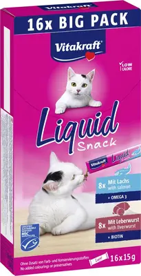 Vitakraft Liquid Snack Multipack - Kattensnack - Leverworst & Zalm 16x15 g - afbeelding 6