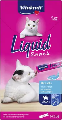 Vitakraft Liquid Snack zalm & omega 3, 6 x 15g - afbeelding 1