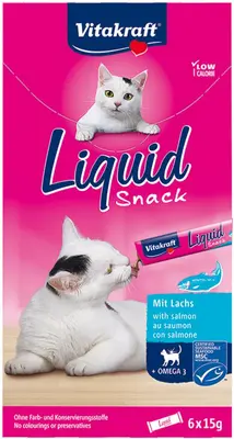 Vitakraft Liquid Snack zalm & omega 3, 6 x 15g